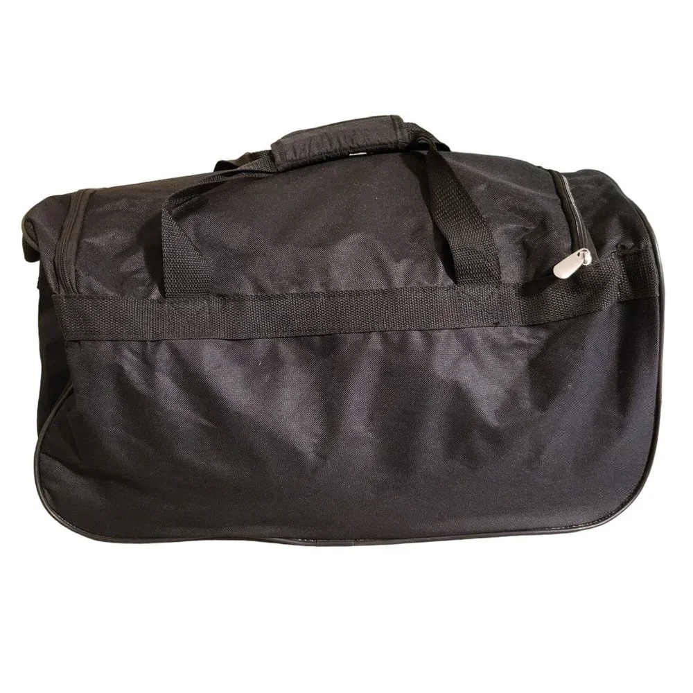 Duffle Bag Black Zipper Opening and Outside Pocket Large 22 x 12 x 12